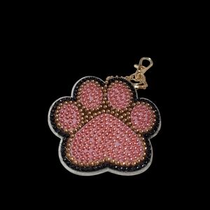 Paw print Keychain Bag Hand Crafted Pink and Gold